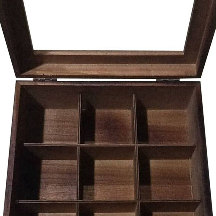 Große Teeaufbewahrungsbox aus Holz mit Gitterstruktur