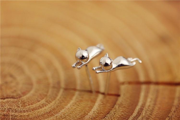 Sterling Silber Katzen Ohrringe - Stecker | Karnz