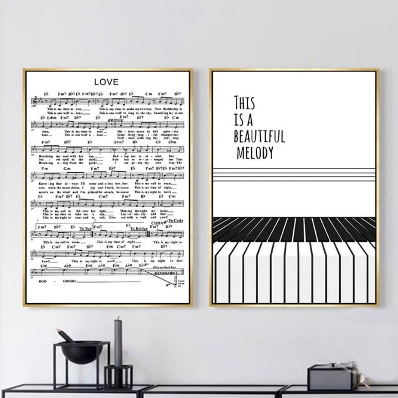 Nordisch-minimalistisches Wandbild in Schwarz-Weiß auf Leinwand
