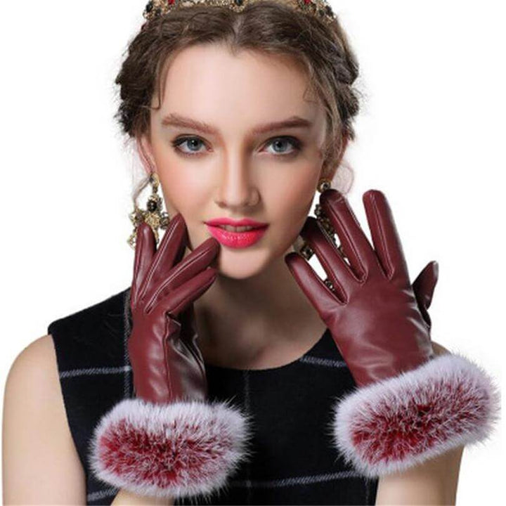 Karnz | Damen Echt Kaninchenfell Handschuhe