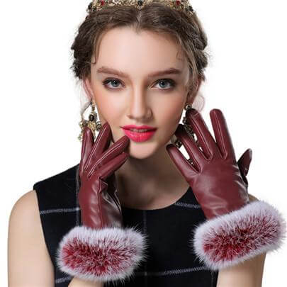 Karnz | Damen Echt Kaninchenfell Handschuhe