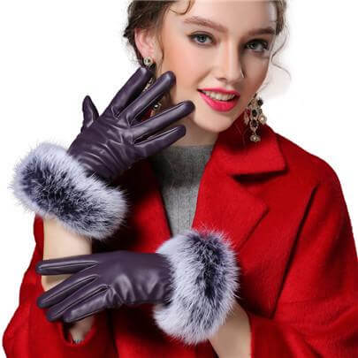 Karnz | Damen Echt Kaninchenfell Handschuhe