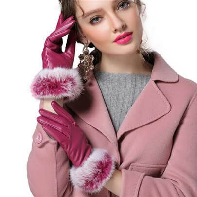 Karnz | Damen Echt Kaninchenfell Handschuhe