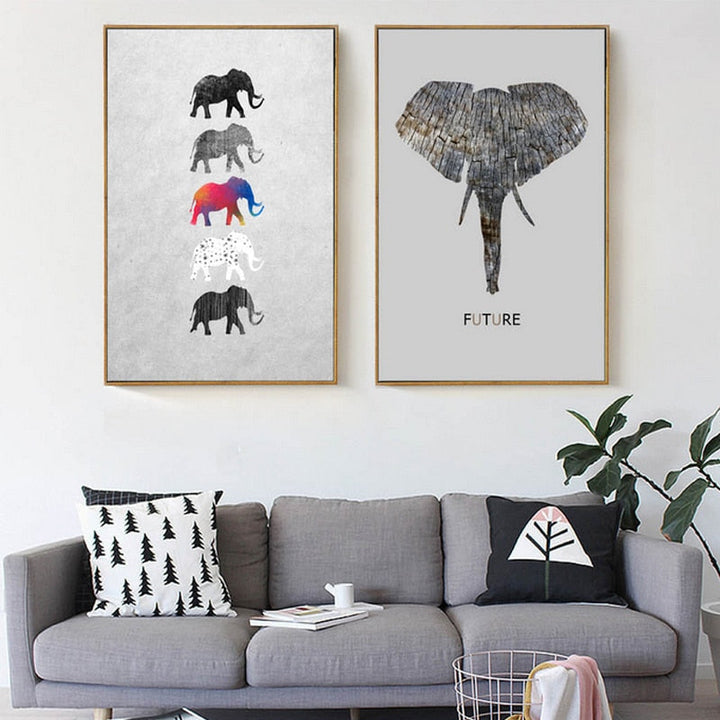 Moods Of Elephants - Leinwand Wandkunst Gemälde