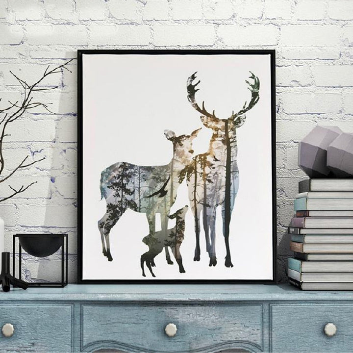 Reh Tiere Wald - Leinwand Wand Kunstmalerei