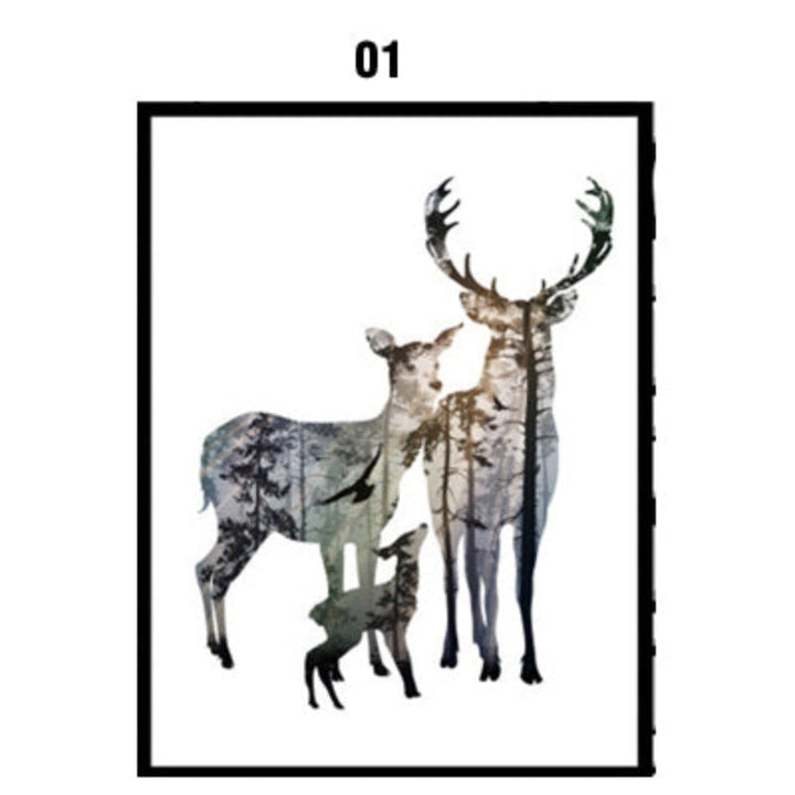 Reh Tiere Wald - Leinwand Wand Kunstmalerei