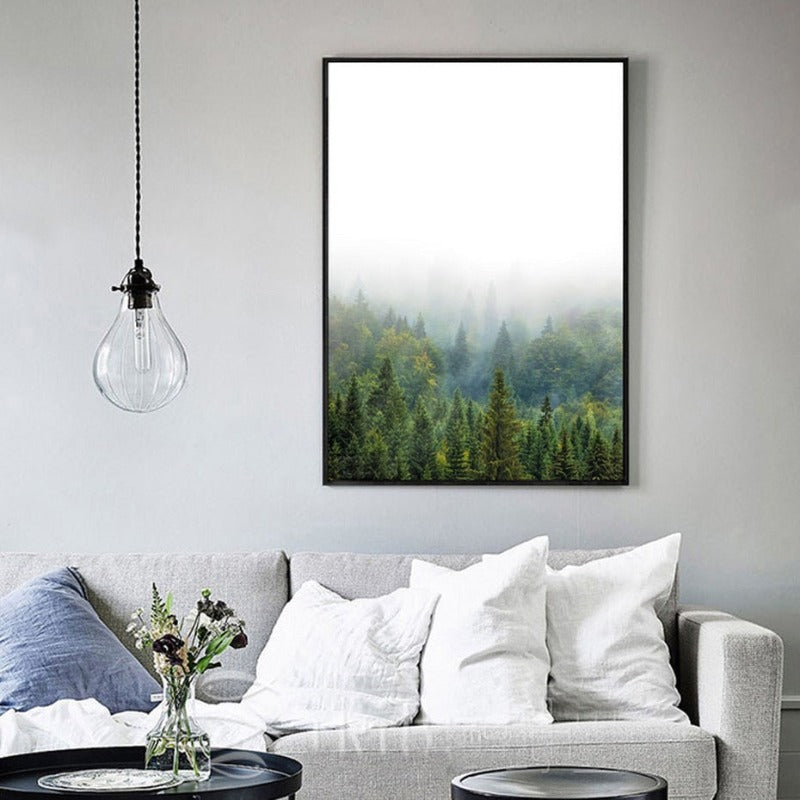 Kieferwald Landschaft Inspirierendes Zitat - Leinwand Wandkunst Gemälde