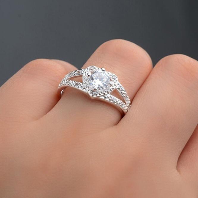 Sterling Silber Kristall Herz Ring | Karnz