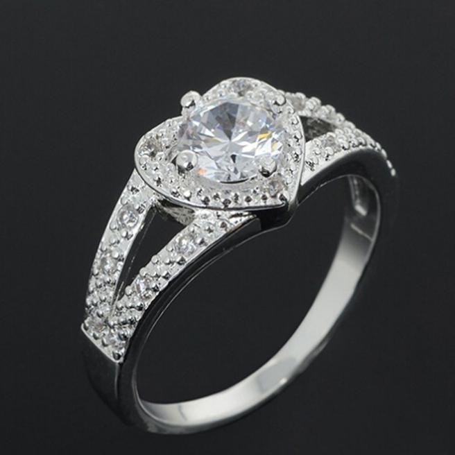 Sterling Silber Kristall Herz Ring | Karnz