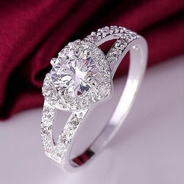 Sterling Silber Kristall Herz Ring | Karnz