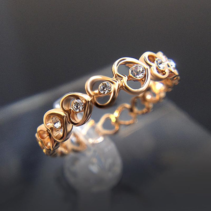 Crystal Heart Chain Ring | Karnz