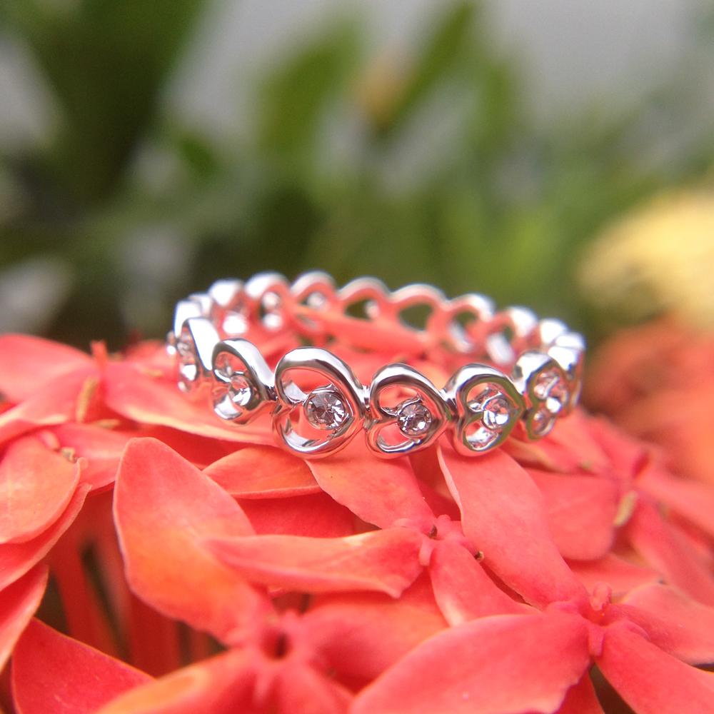Crystal Heart Chain Ring | Karnz