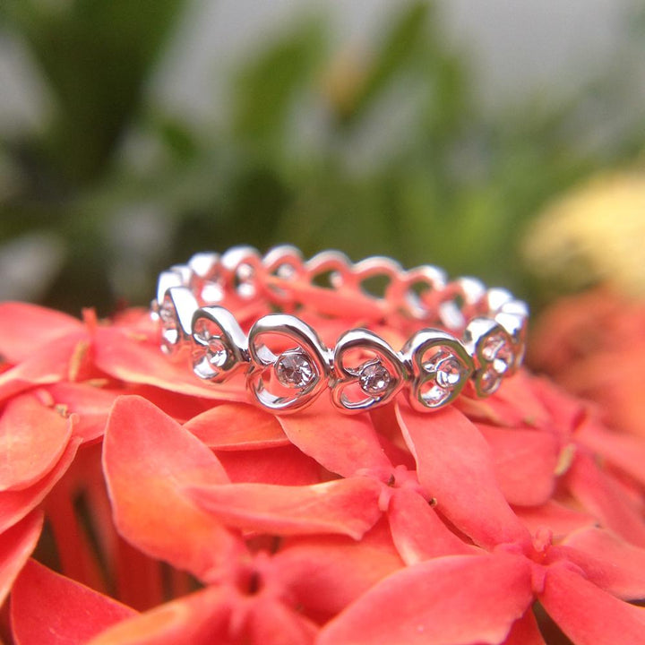 Crystal Heart Chain Ring | Karnz