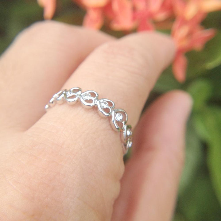 Crystal Heart Chain Ring | Karnz