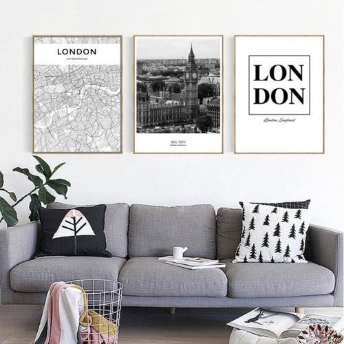London Karte Landschaft - Leinwand Wandkunst Gemälde