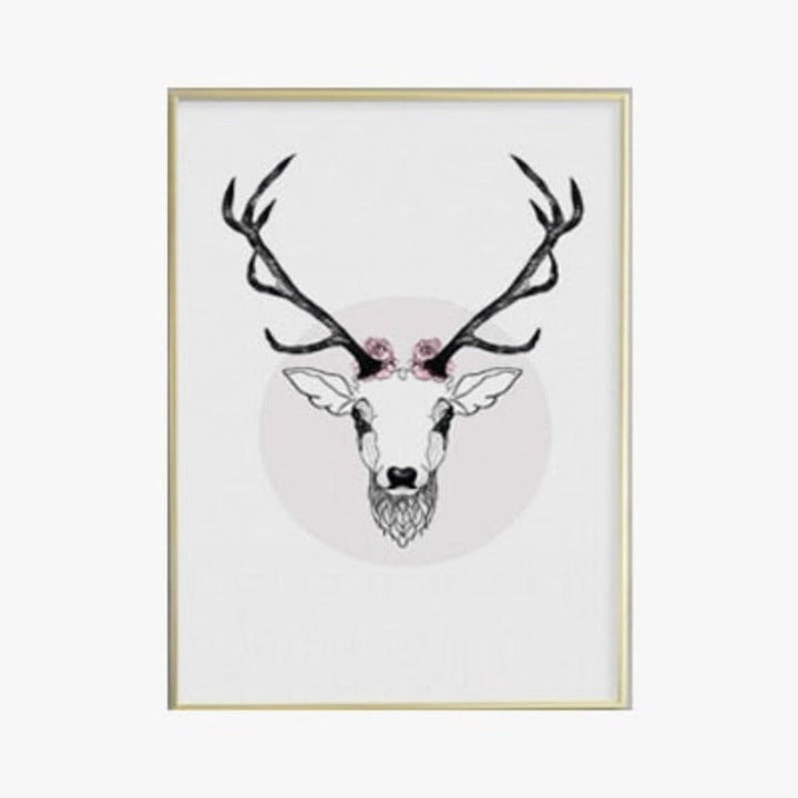 Deer Poster & Print Schwarze Wand - Leinwand Wandkunst Gemälde