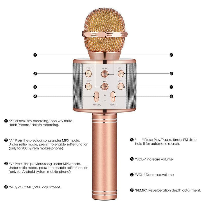 Karnz | Kabelloses Magic Karaoke Mikrofon – Bluetooth Karaoke Mikrofon