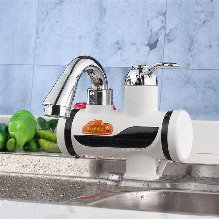 Montierte Plastikdeck Weiß LED Digital Tanklose Elektrische Sofort-Wasserhahn | Karnz
