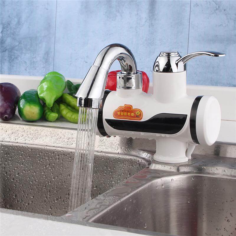 Montierte Kunststoff Deck Weiß LED Digital Tankless Elektrischer Instant Wasserhahn | Karnz
