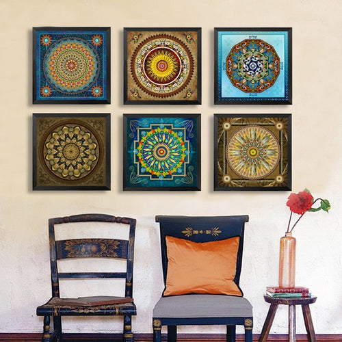 Mandala Ornament Thangka Yoga - Leinwand Wandkunst Malerei