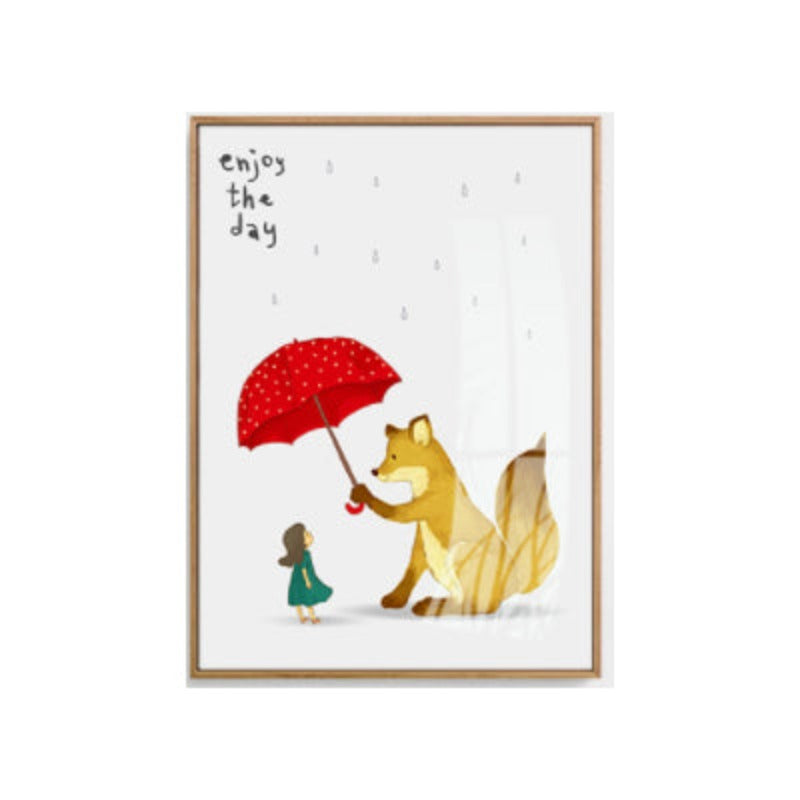 Cartoon Tiere Bär Fuchs - Leinwand Wandkunst Malerei