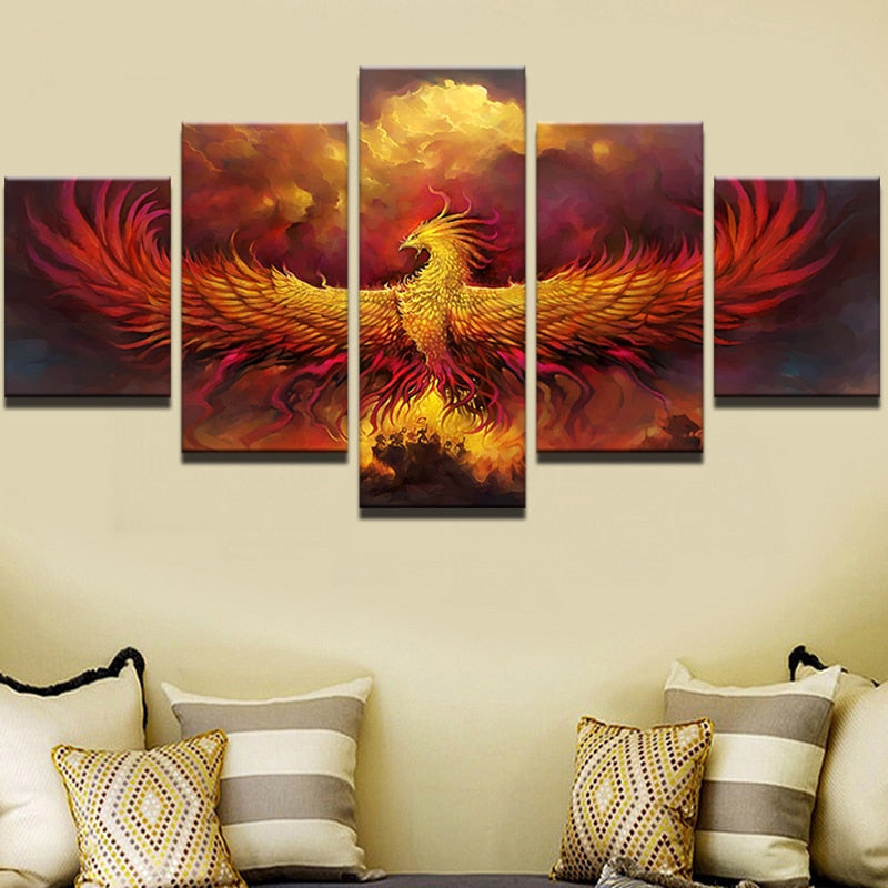 5 Teile Phoenix - Leinwand Wandkunst Gemälde