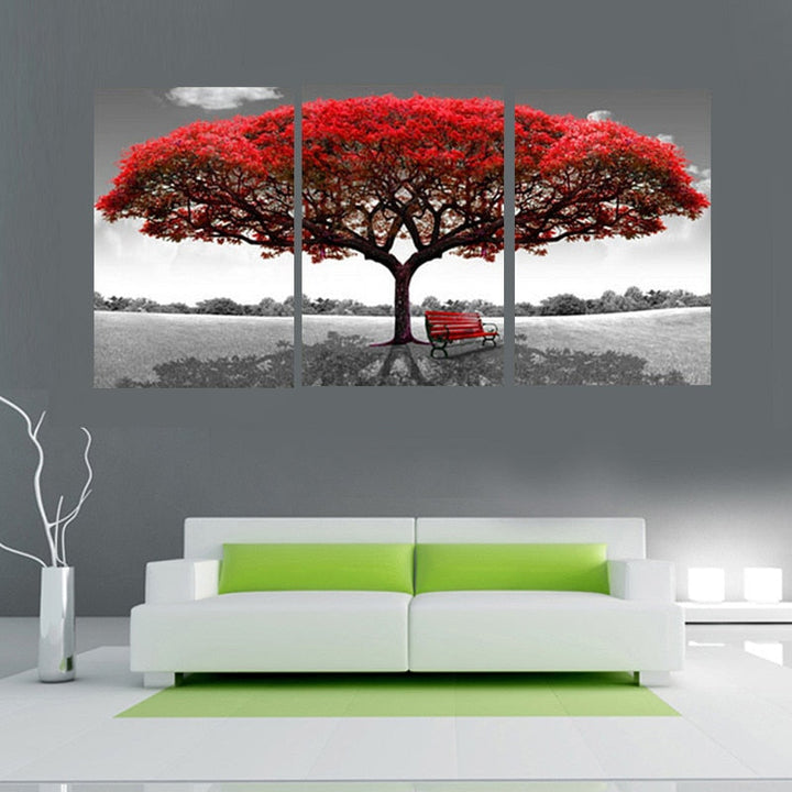 Roter Baum – Leinwandbild, 3-teilig
