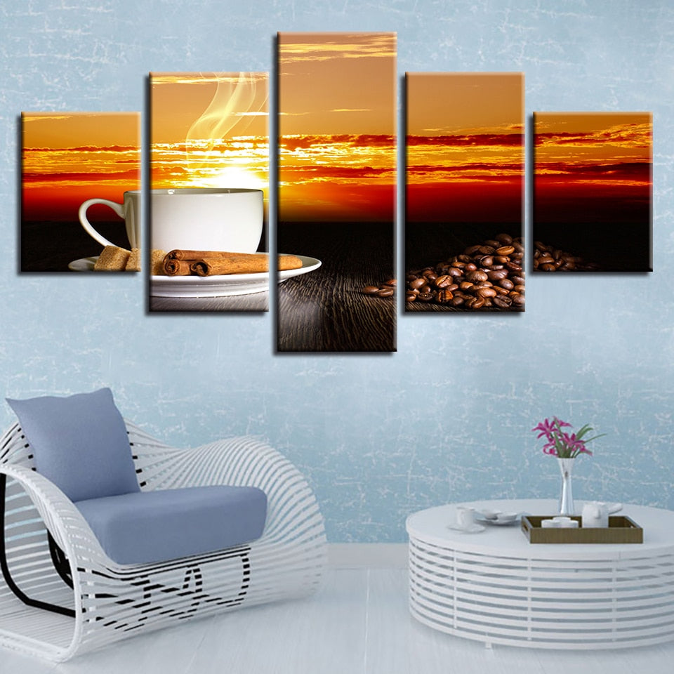 Sonnenuntergangskaffee – Leinwandbild