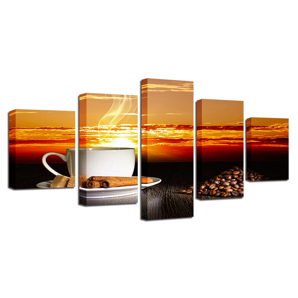 Sonnenuntergangskaffee – Leinwandbild