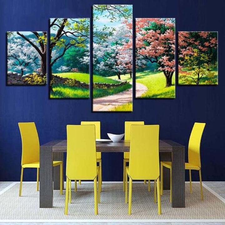 Blumenbaum Frühling - Leinwand Wandkunst Gemälde