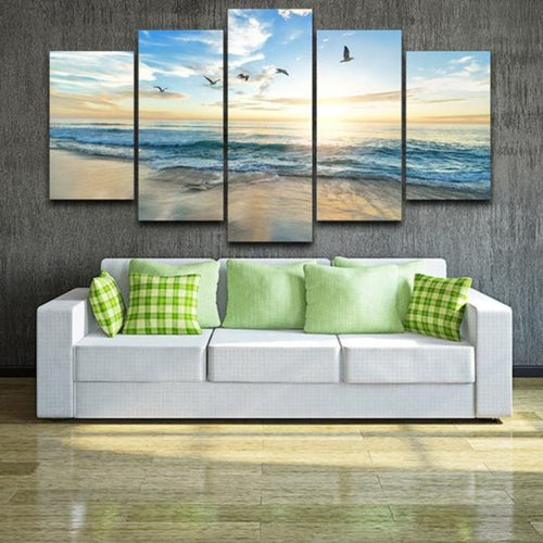 Möwen am Strand - Leinwandbild