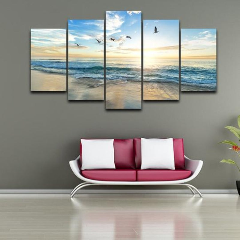 Möwen am Strand - Leinwandbild