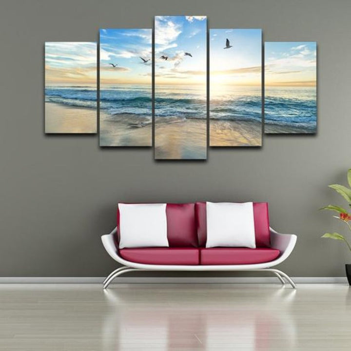 Möwen am Strand - Leinwandbild