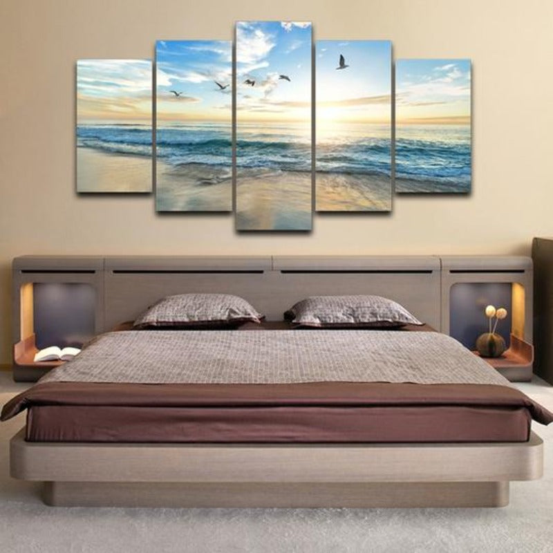 Möwen am Strand - Leinwandbild