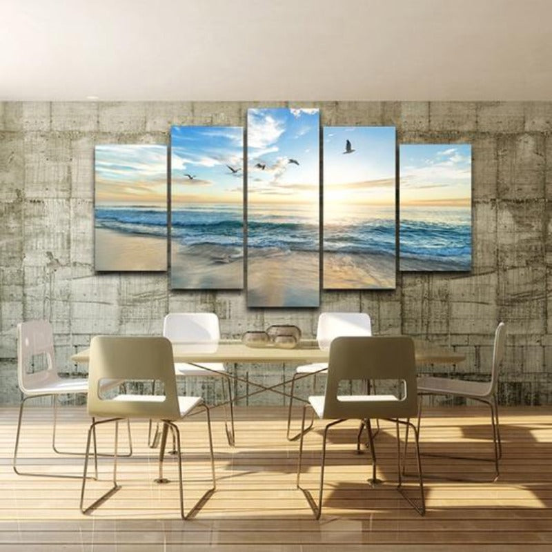 Möwen am Strand - Leinwandbild