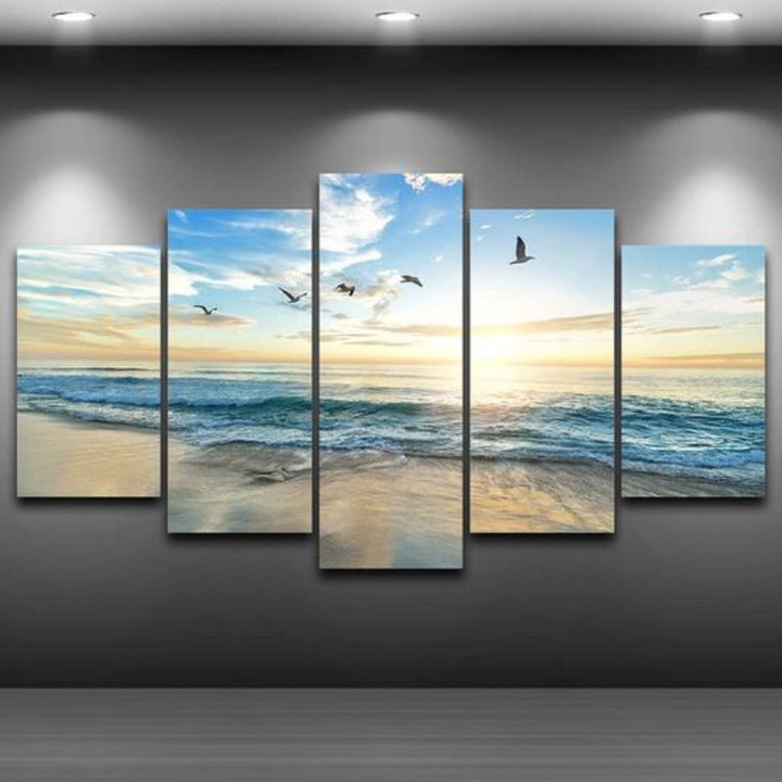 Möwen am Strand - Leinwandbild