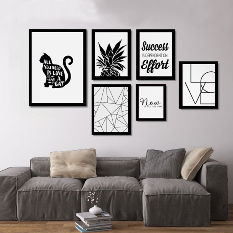 Schwarz & Weiß Nordic Inspirierende Lebenszitate - Leinwand Wandkunst Gemälde