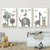 Cartoon Giraffe Rabbit Elephant Animals - Canvas Wandkunst Malerei