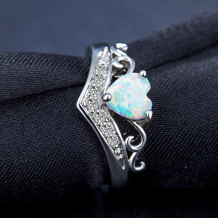 Oval Cut Heart Fire Opal Ring | Karnz