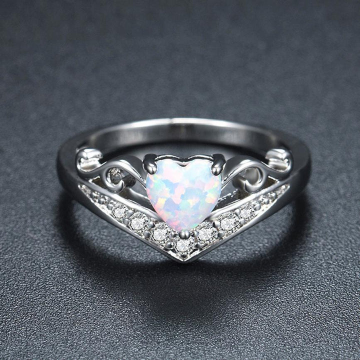 Oval Cut Heart Fire Opal Ring | Karnz