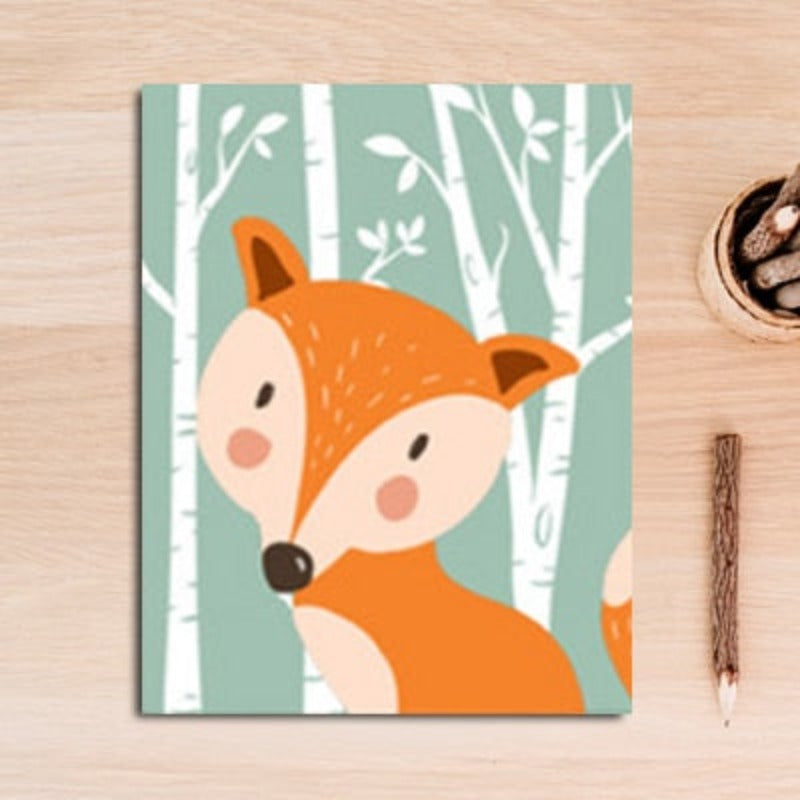 Waldtiere Kaninchen Fuchs Bär Kinderzimmer - Leinwandbild