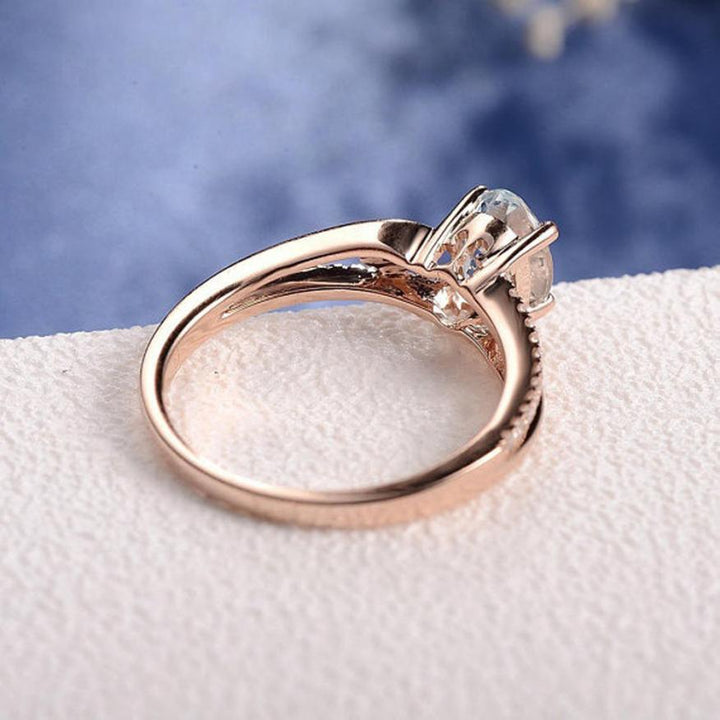 Oval Cut Rose Gold Double to Single Band Ring | Karnz