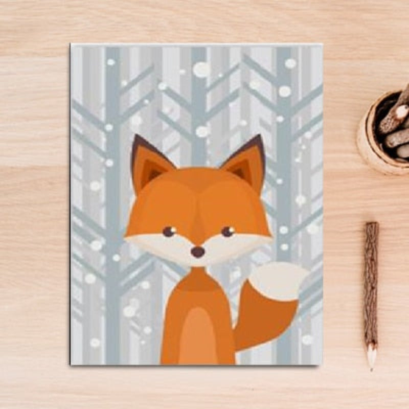 Waldtiere: Fuchs und Hirsch – Leinwandbild