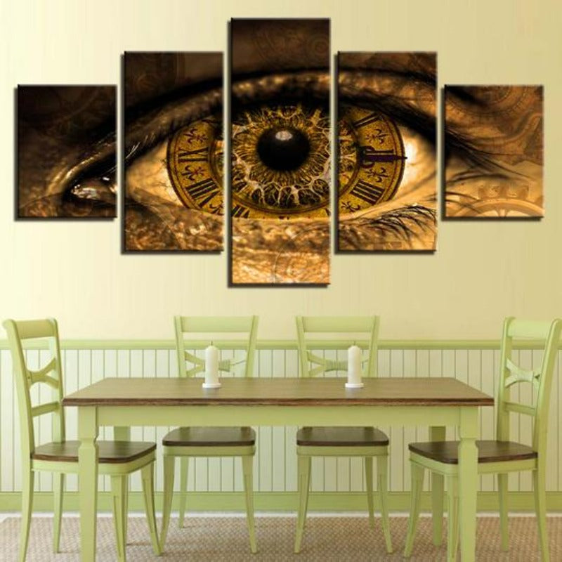 Clock In The Eyes - Leinwand Wandkunst Malerei