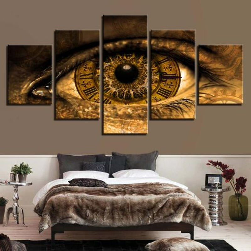 Clock In The Eyes - Leinwand Wandkunst Malerei