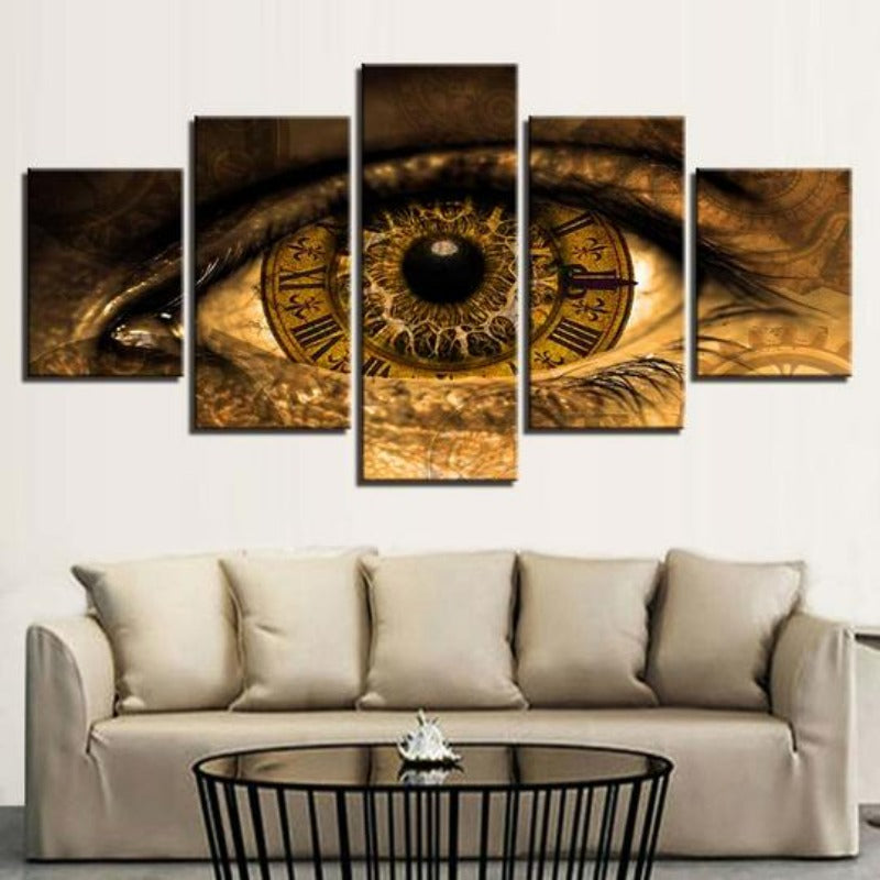 Clock In The Eyes - Leinwand Wandkunst Malerei