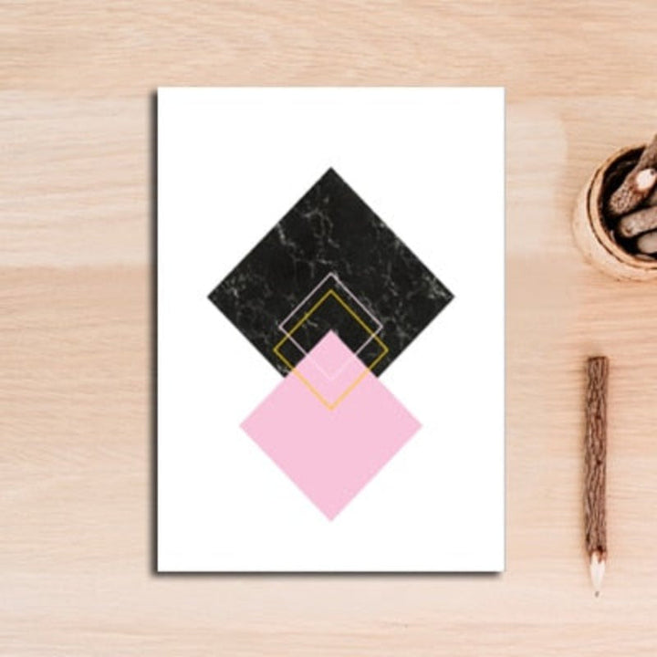 Moderne abstrakte Geometrie, goldene Buchstaben – Leinwandbild