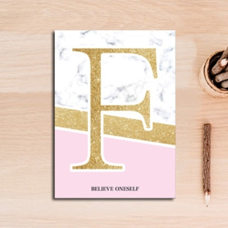 Moderne abstrakte Geometrie, goldene Buchstaben – Leinwandbild