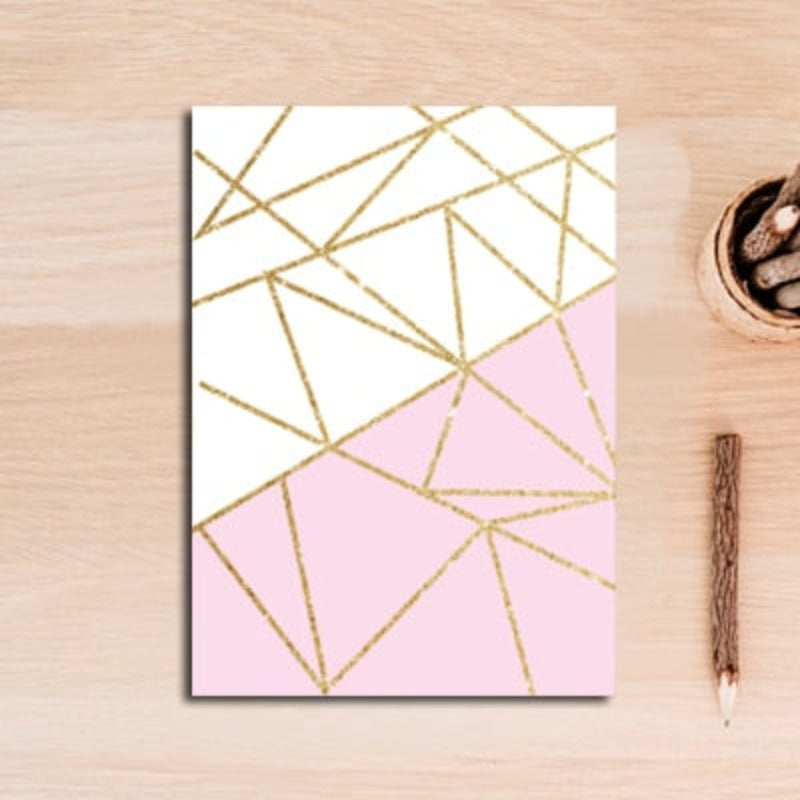Moderne abstrakte Geometrie, goldene Buchstaben – Leinwandbild
