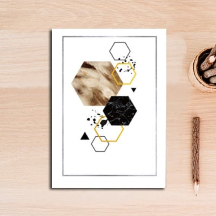 Moderne abstrakte Geometrie, goldene Buchstaben – Leinwandbild
